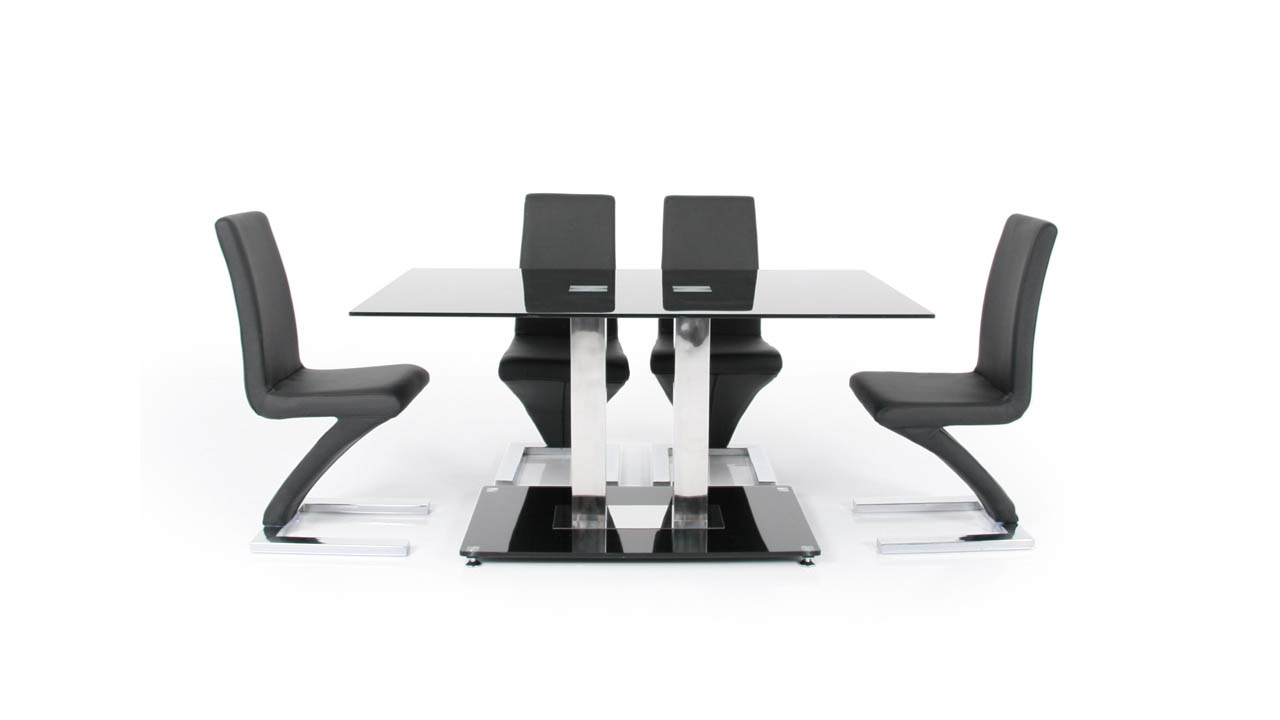 Glass Dining Room Tables with black chair